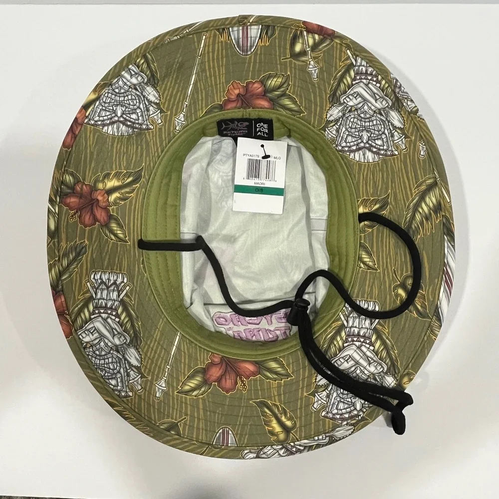 Psycho Tuna Maori Boonie Bucket Hat Olive Tropical Tiki Print Recycled